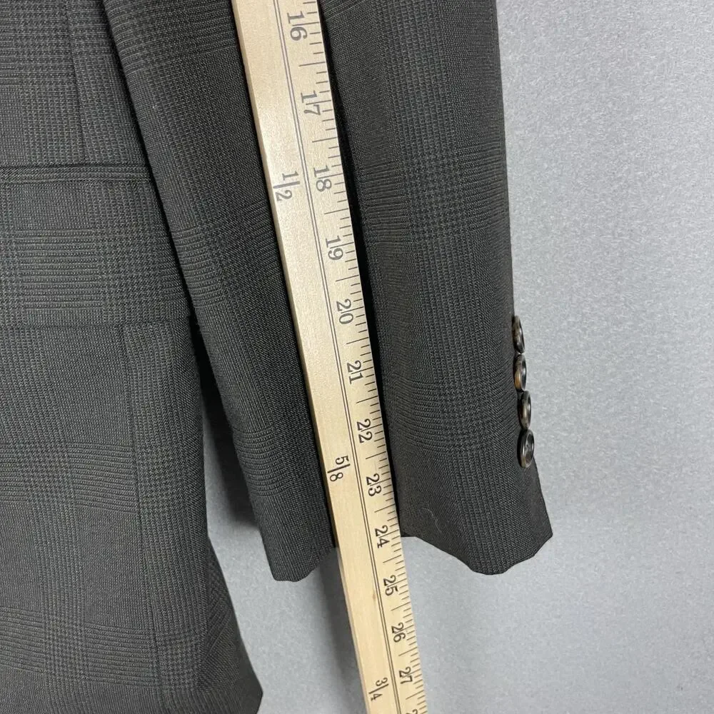 Kilburne and Finch Mens 2 Piece Suit Blazer‎ 43R Brown Gray Plaid Pants 34x28